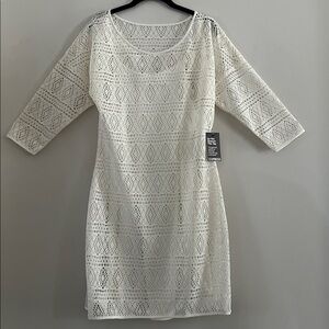 Express Chic White Lace Lined Dress Size L NWT